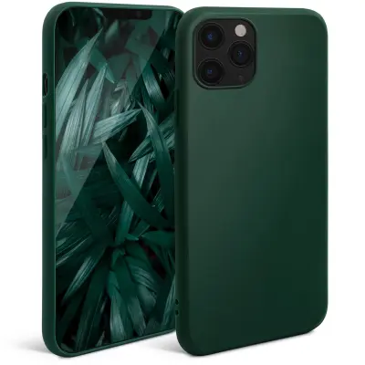Moozy Minimalist Silikonski ovitek Series za iPhone 11 Pro Max, polnočno zelen - mat zaključek, tanek, mehak TPU ovitek