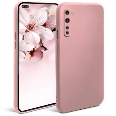 Moozy Minimalist Silikonski ovitek Series za OnePlus Nord, Rose Beige - Matte Finish Slim Soft TPU Cover