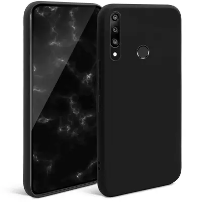 Moozy Minimalist Silikonski ovitek Series za Huawei P Smart Z in Honor 9X, črn - mat zaključek, tanek mehak TPU ovitek