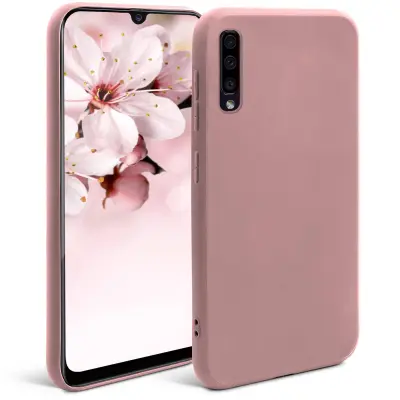Moozy Minimalist Silikonski ovitek Series za Samsung A50, Rose Beige - Mat Finish Slim Soft TPU Cover