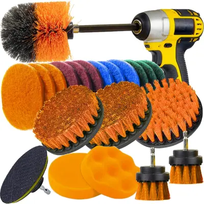 22 delni set HEX čistilnih krtač in 100mm velcro disk za poliranje