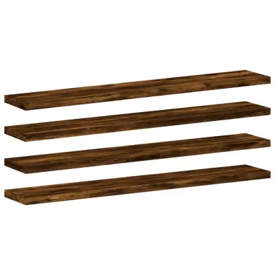 vidaXL Stenske police 4 kosi dimljeni hrast 60x10x1,5 cm inž. les