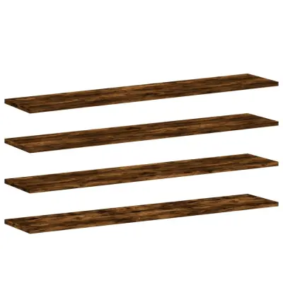 vidaXL Stenske police 4 kosi dimljeni hrast 100x20x1,5 cm inž. les