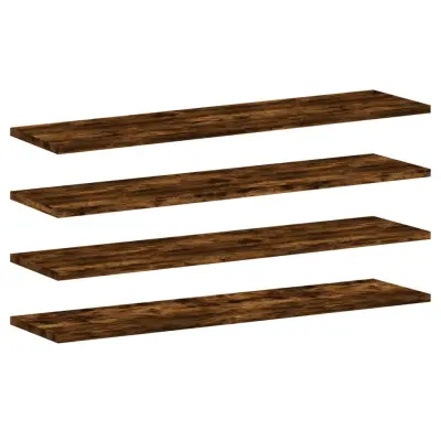 vidaXL Stenske police 4 kosi dimljeni hrast 80x20x1,5 cm inž. les