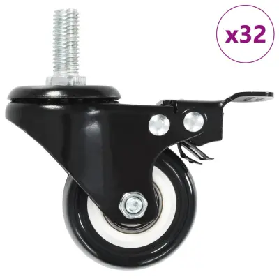 vidaXL Gibljiva kolesa z zavorami 32 kosov 50 mm