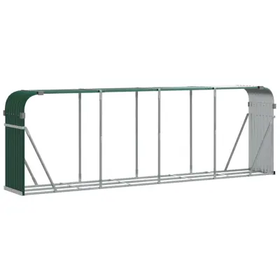 vidaXL Nosilec za polena zelen 300x45x100 cm pocinkano jeklo