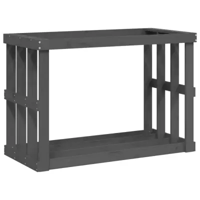 vidaXL Zunanje držalo za polena sivo 108x52x74 cm trdna borovina