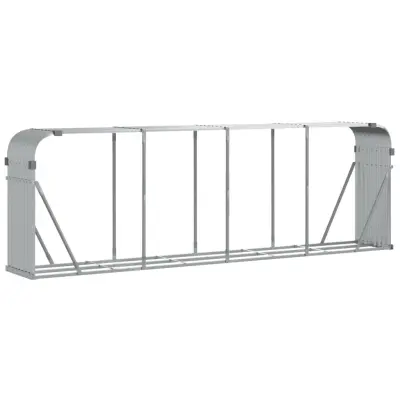 vidaXL Nosilec za polena srebrn 300x45x100 cm pocinkano jeklo