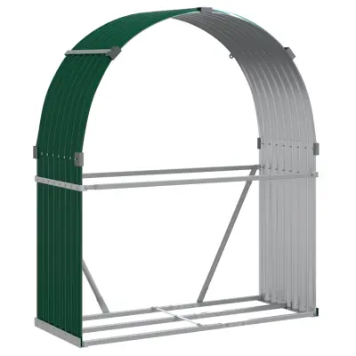 vidaXL Nosilec za polena zelen 120x45x140 cm pocinkano jeklo