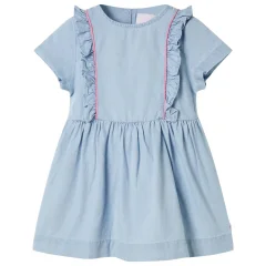 Otroška obleka z volančki nežno modra 116