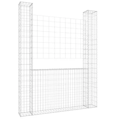 vidaXL Gabion košara U-oblike z 2 stebroma železo 140x20x200 cm