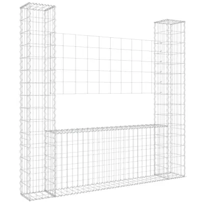 vidaXL Gabion košara U-oblike z 2 stebroma železo 140x20x150 cm