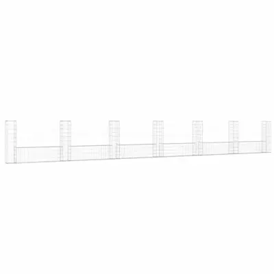 vidaXL Gabion košara U-oblike s 7 stebri železo 740x20x100 cm