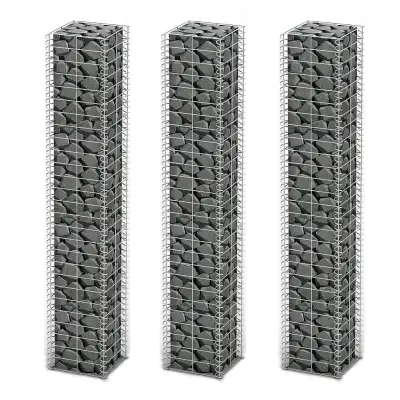 vidaXL Gabion 3 kosi pocinkana žica 25 x 25 x 150 cm
