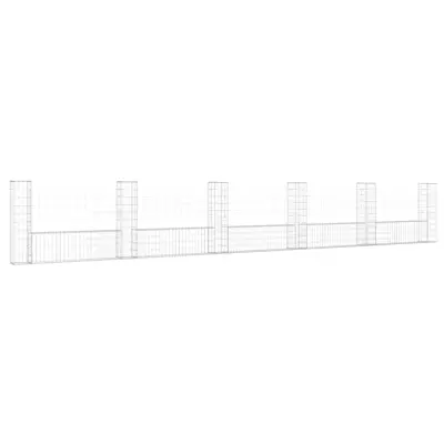 vidaXL Gabion košara U-oblike s 6 stebri železo 620x20x100 cm