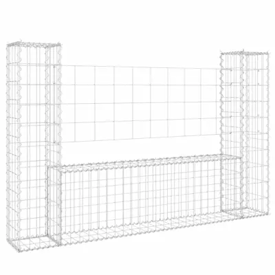 vidaXL Gabion košara U-oblike z 2 stebroma železo 140x20x100 cm
