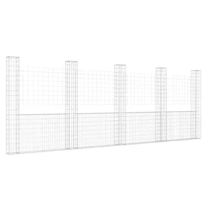 vidaXL Gabion košara U-oblike s 5 stebri železo 500x20x200 cm