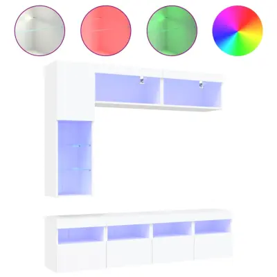 vidaXL Komplet TV omaric z LED lučkami 7-delni bel