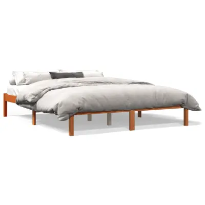 vidaXL Posteljni okvir brez vzmetnice vošč. rjav 150x200 cm borovina