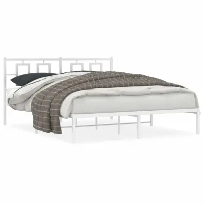 vidaXL Kovinski posteljni okvir z vzglavjem bel 150x200 cm