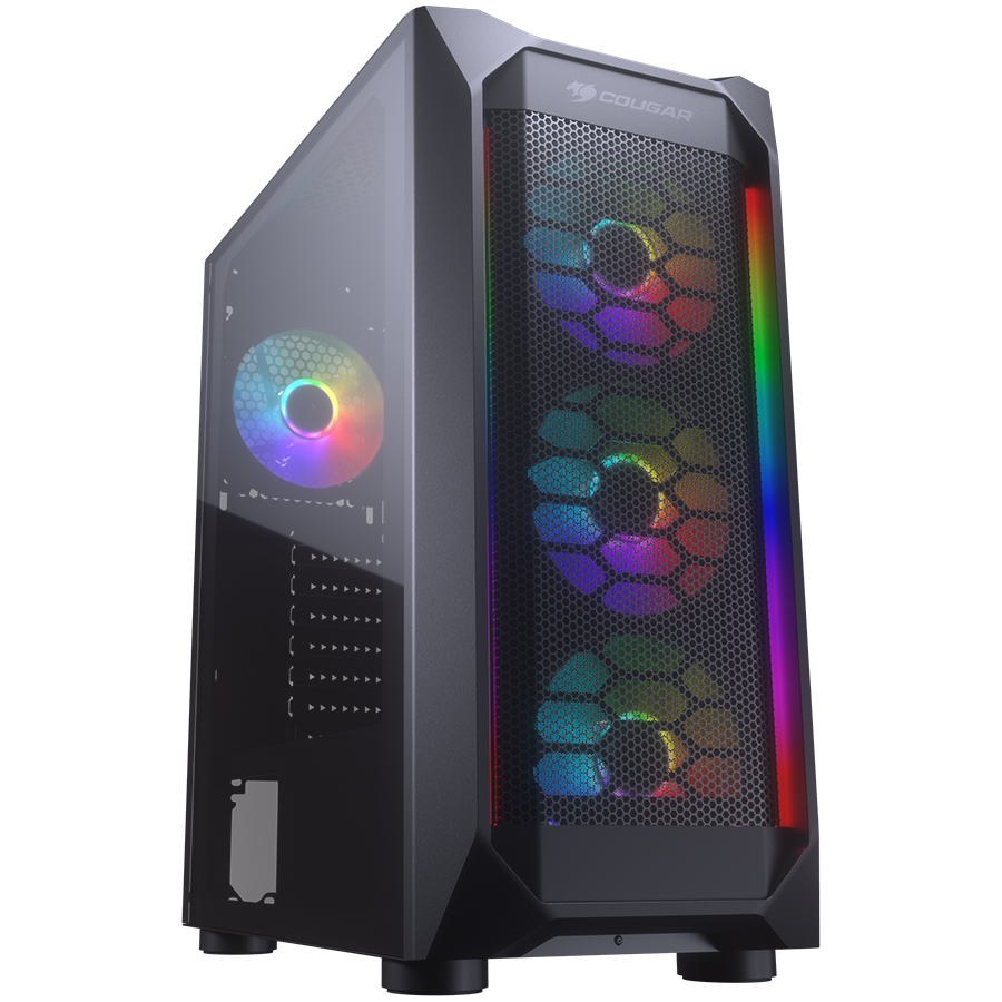 Cougar Ohišje MX410 Mesh-G RGB, 4 Ventilatorji + 2 LED Traka, Črno