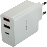 Canyon Stenski Polnilec H-18-01, 1xUSB, QC3.0, bel