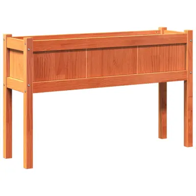 vidaXL Vrtno korito z nogami voščeno rjavo 110x31x70 cm trdna borovina