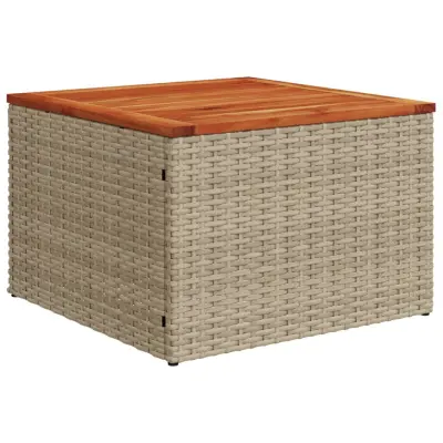 vidaXL Vrtna miza črna 55x55x37 cm poli ratan in akacijev les