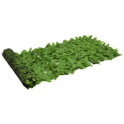 vidaXL Balkonsko platno za zasebnost z zelenimi listi 600x75 cm