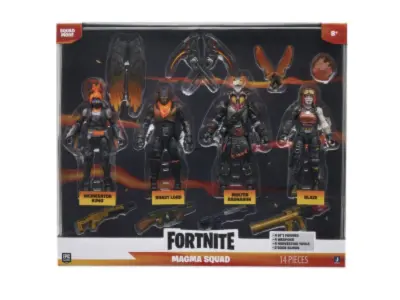 Fortnite FNT1157 Molten legende (Mode Squad) -štiri palčne zgibne figure z orožjem, orodjem za nabiranje in hrbtnim blingom, večbarvno