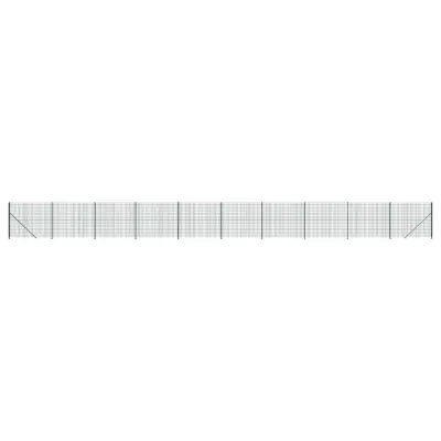 vidaXL Žična ograja s prirobnico zelena 2,2x25 m