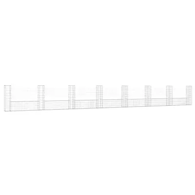vidaXL Gabion košara U-oblike z 8 stebri železo 860x20x100 cm