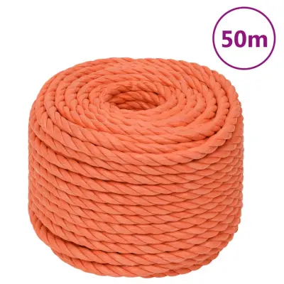 vidaXL Delovna vrv oranžna 24 mm 50 m polipropilen