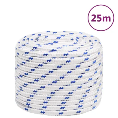 vidaXL Vrv za čoln bela 16 mm 25 m polipropilen