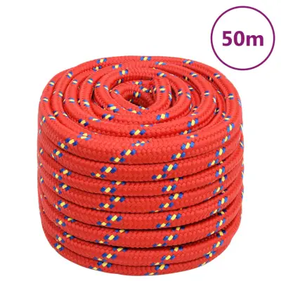 vidaXL Vrv za čoln rdeče 20 mm 50 m polipropilen