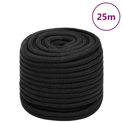 vidaXL Vrv za čoln popolnoma črna 18 mm 25 m polipropilen