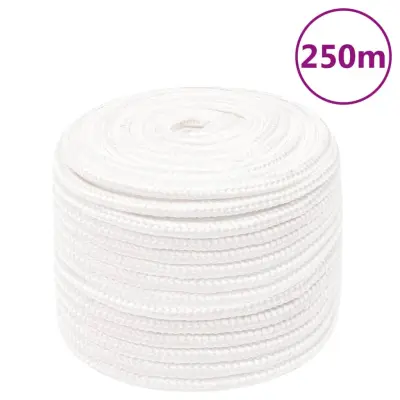 vidaXL Vrv za čoln popolnoma bela 12 mm 250 m polipropilen