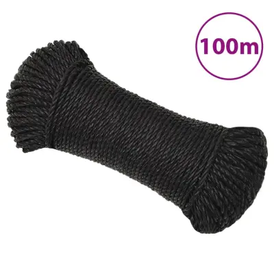 vidaXL Delovna vrv črna 3 mm 100 m polipropilen