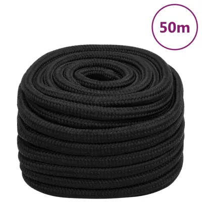 vidaXL Vrv za čoln popolnoma črna 20 mm 50 m polipropilen