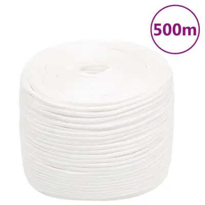 vidaXL Vrv za čoln popolnoma bela 8 mm 500 m polipropilen