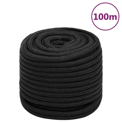 vidaXL Vrv za čoln popolnoma črna 18 mm 100 m polipropilen