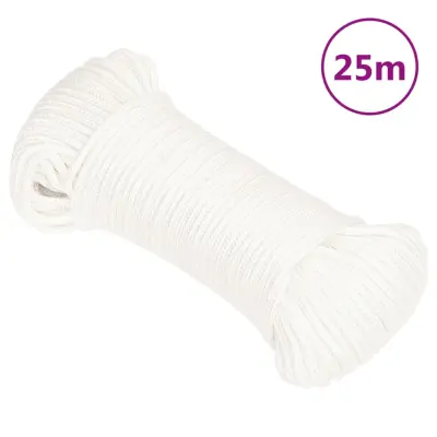 vidaXL Vrv za čoln popolnoma bela 5 mm 25 m polipropilen