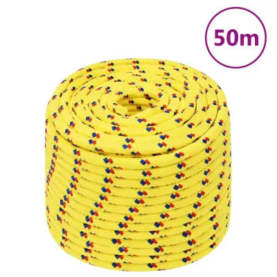 vidaXL Vrv za čoln rumena 14 mm 50 m polipropilen