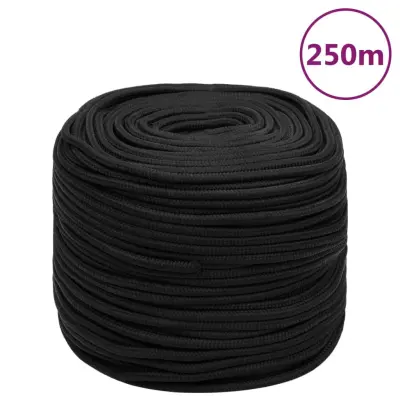 vidaXL Vrv za čoln popolnoma črna 10 mm 250 m polipropilen