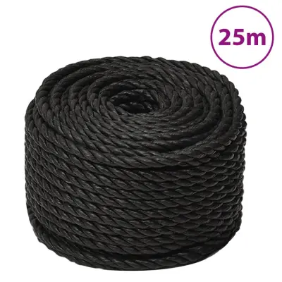 vidaXL Delovna vrv črna 10 mm 25 m polipropilen