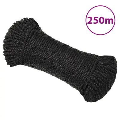 vidaXL Delovna vrv črna 3 mm 250 m polipropilen