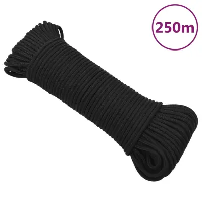 vidaXL Vrv za čoln popolnoma črna 4 mm 250 m polipropilen