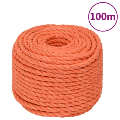 vidaXL Delovna vrv oranžna 20 mm 100 m polipropilen