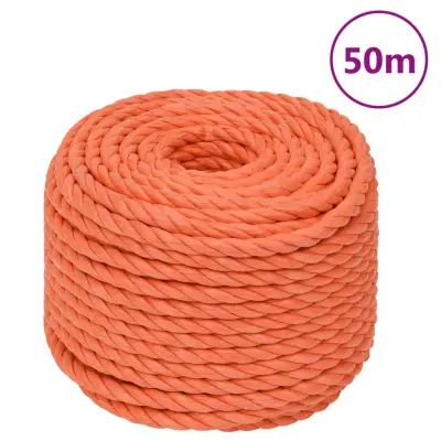 vidaXL Delovna vrv oranžna 20 mm 50 m polipropilen