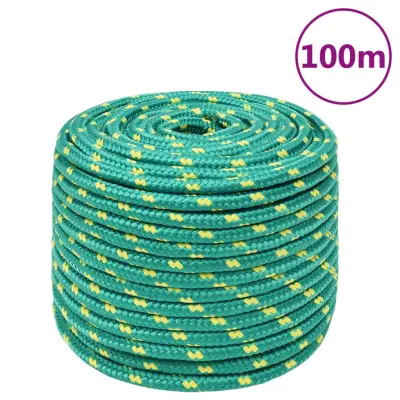 vidaXL Vrv za čoln zelena 14 mm 100 m polipropilen